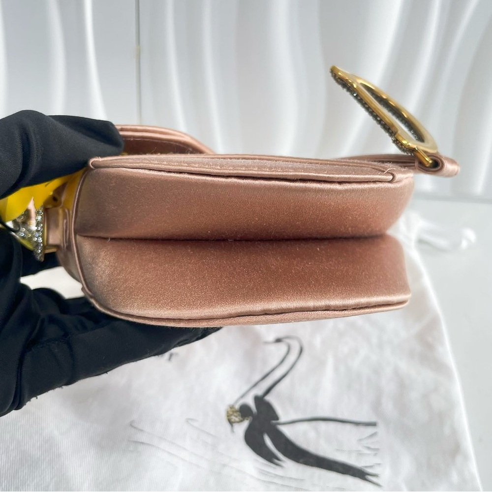Dior Blush Satin Saddle Bag with Crystal Embellishment - Picture 7 of 11